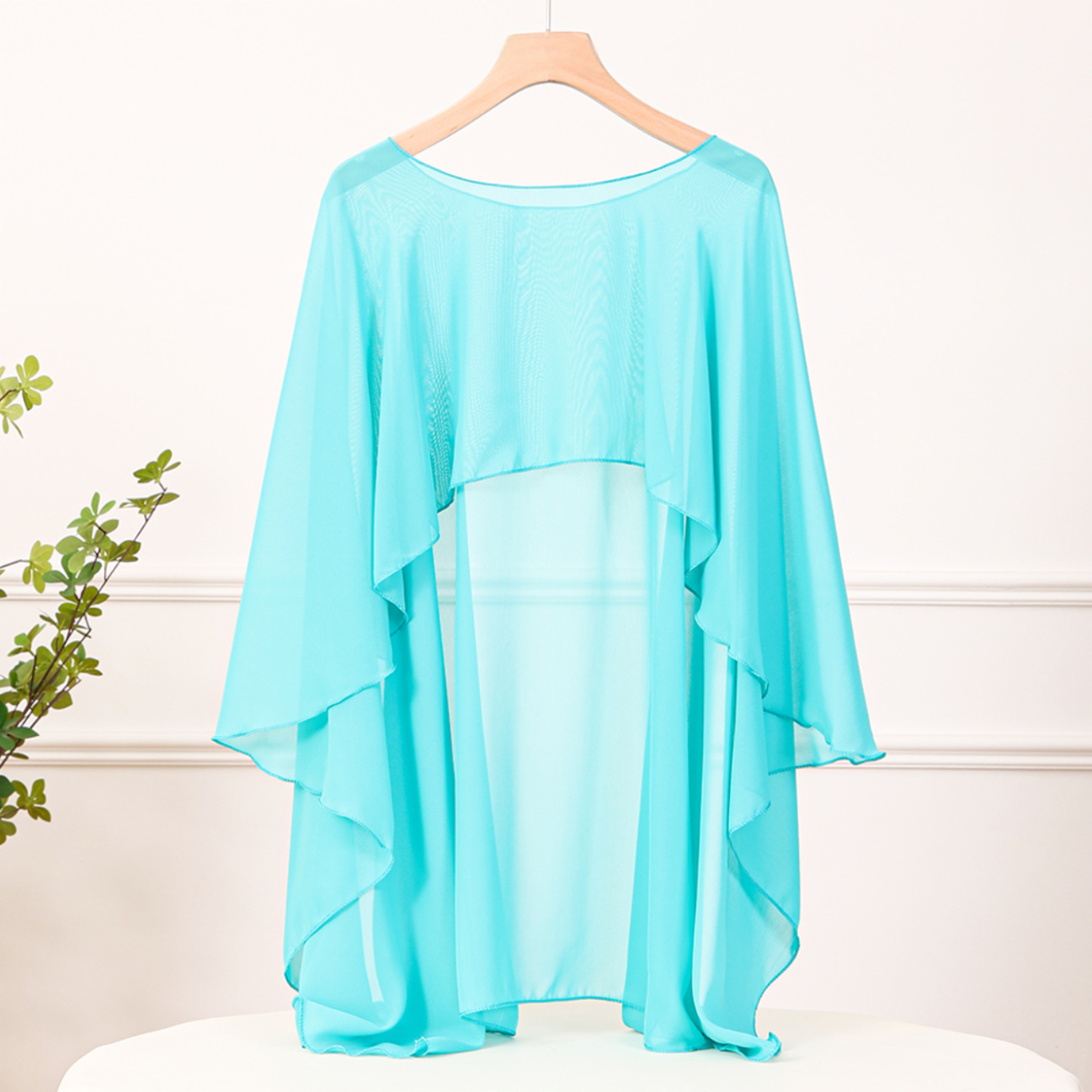 K1033 Korean new style fashion all-match solid color outerwear summer air conditioning shawl chiffon pullover factory wholesale processing customizati