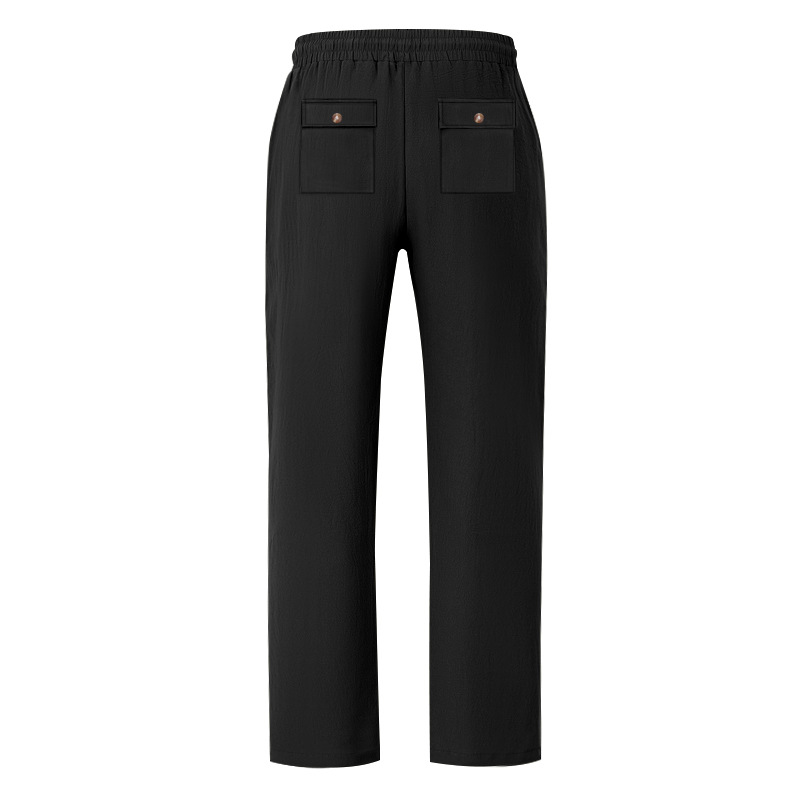 sweatpants Menhigh-quality pants and shorts, loose linen casual wide-leg pants, trendy beach sports, all-season breathable long pants European size :S