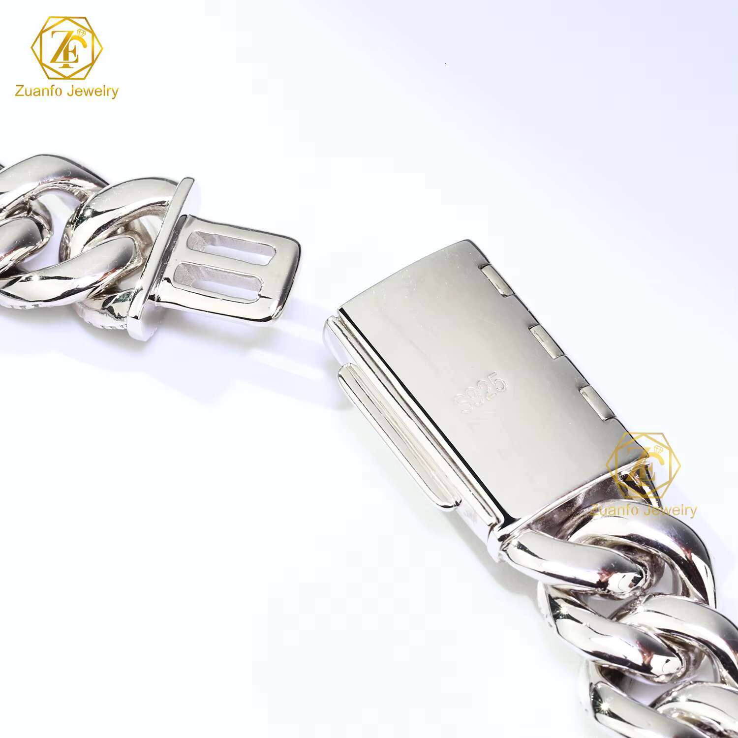 VVS Moissanite Diamond 4rows 18mm S925 Silver GRA Moissanite Necklace Hiphop Cuban Link Chain for Fine Jewelry