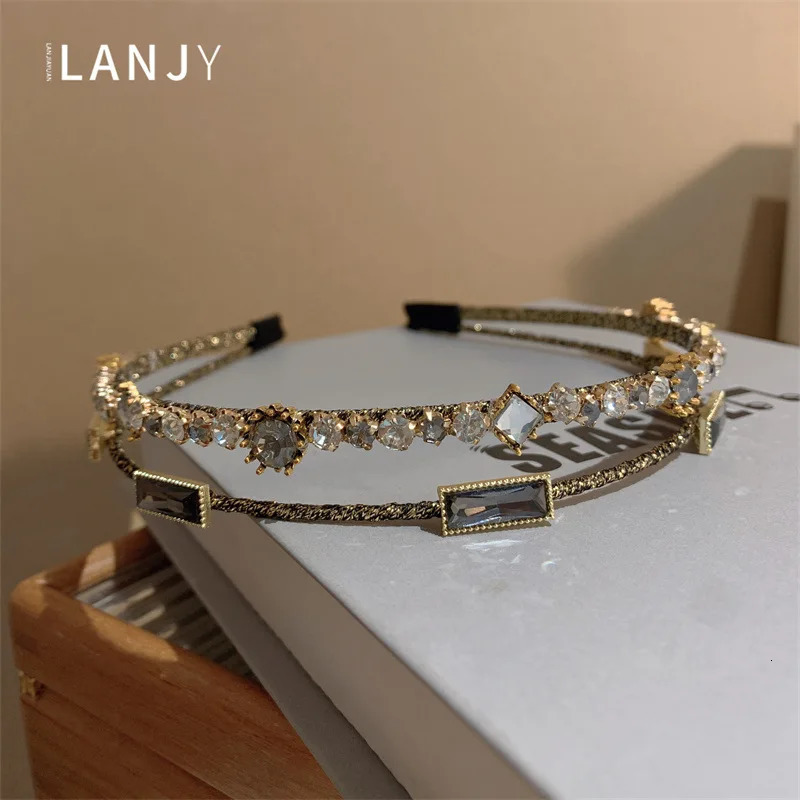 Heavy Industry womens hair accessories Super Flash Water Diamond Double layer headband Hair Hoop bands Hair Clip Crystal for w 250610
