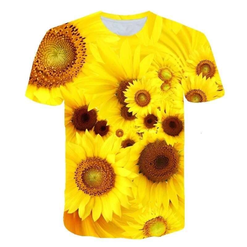 Fashion Sunflower T Shirt Men Women Hot Sale Summer 3d Print Flower T-shirt Street Tees Tops Oversized Short Sleevess Clothes