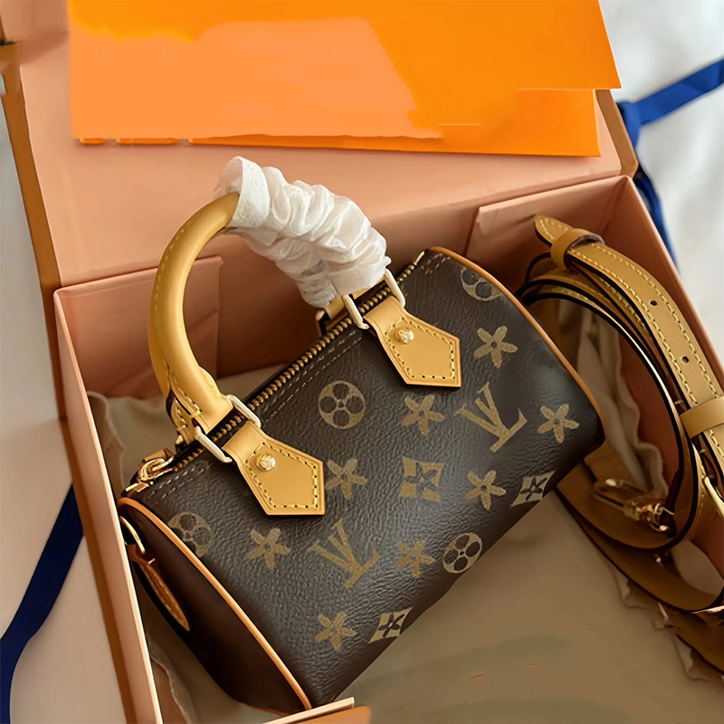 Top Designer Mini Nano 16cm Shoulder Bag Women Classic Leather Denim Crossbody Luxury Brand Embossed Tote Purse Brown Flower Clutch Handbag