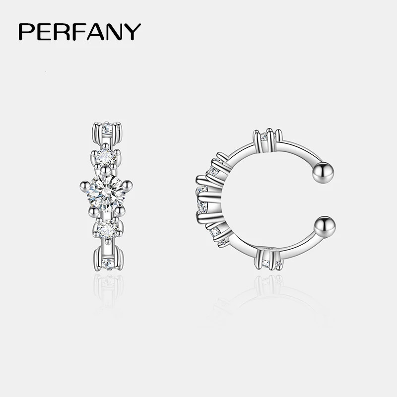 PERFANY 0.64CT All Clip Earrings 100% Pure Silver Minimalist n Laboratory Diamond Hip Hop Party Jewelry 250610