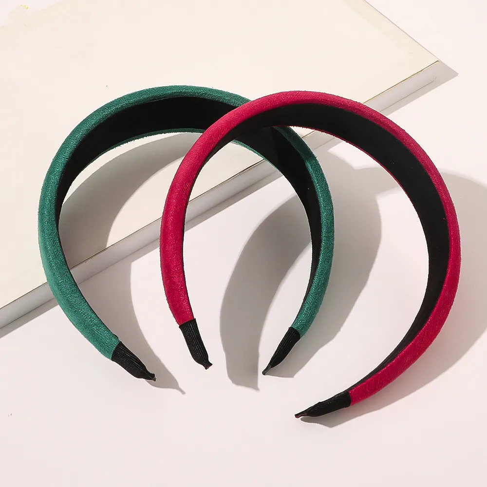 Fashion Women Solid Suede Leather Wide Sponge Padded Headbands Simple Plain Hairbands Non-Slip Head Hoops Hair Accessories 250610