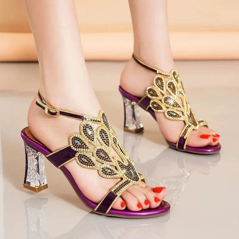 Rhinestone Womens Shoes Party Crystal High Heel Comfortable Sandals Banquet Beautiful Summer Wedding Shoes 250610