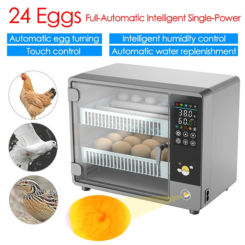 24 Egg Incubator Full Automatic Touch Temperature Control Farm Hatchery Machine Chicken Duck Quail Bird Brooder Eggs Incubator 250613