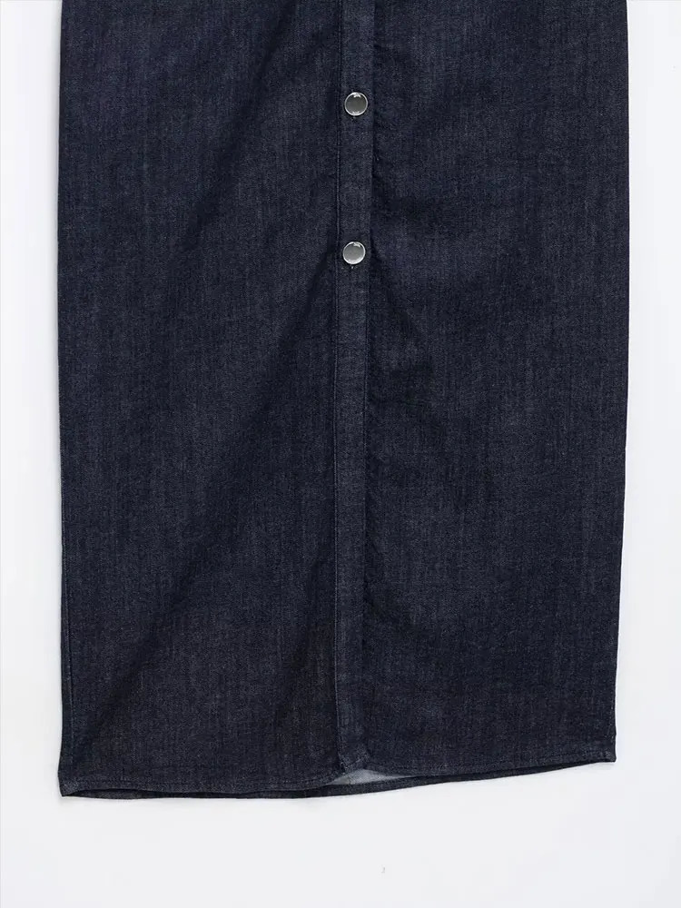 NLZGMSJ 2025 Spring Sleeveless Denim Midi Dress Women Button Long Dress Woman Dresses for Women Streetwear Basic Casual Dress 250609