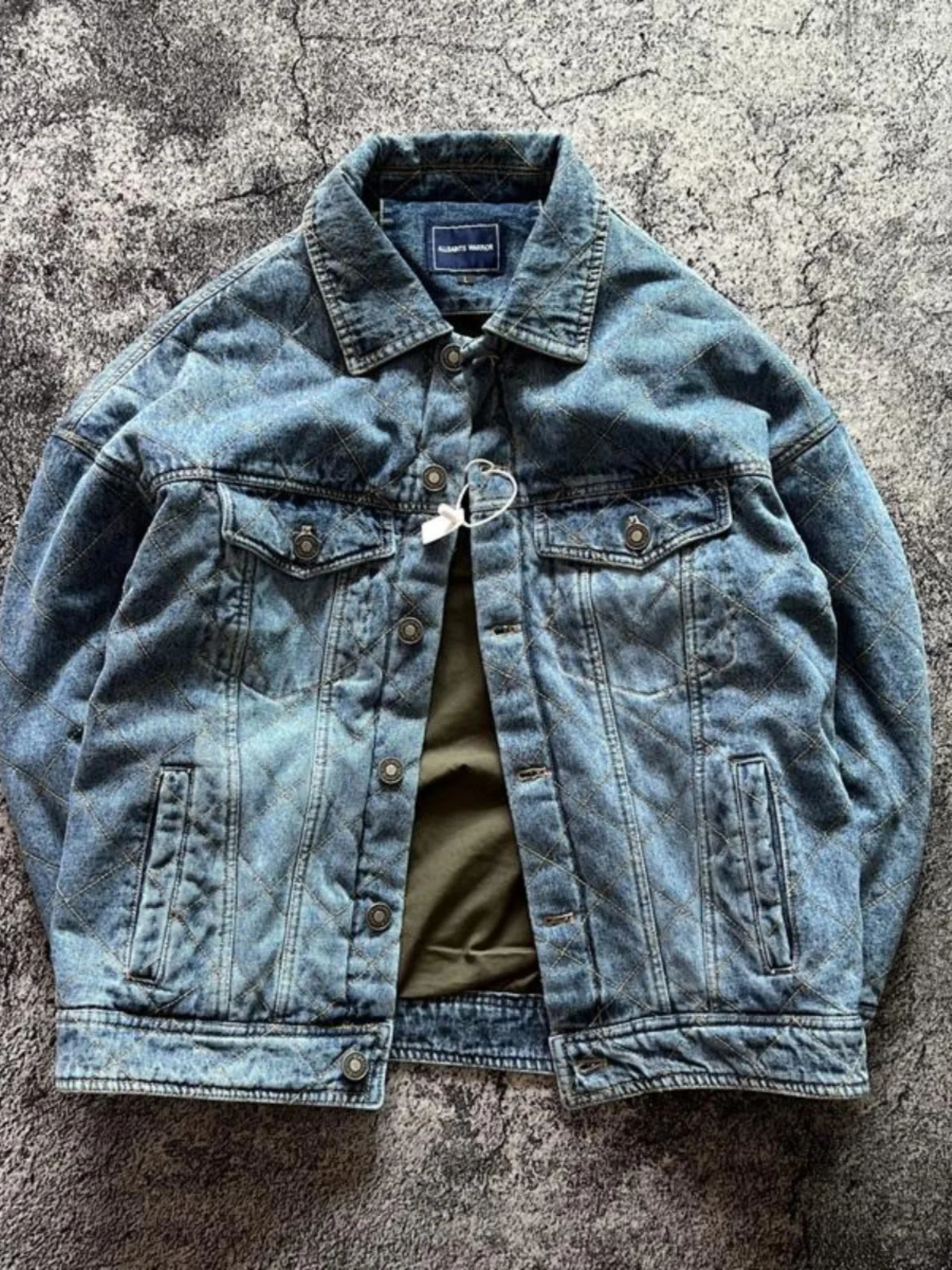 American Retro Super Heavyweight Warm Diamond Grid Thick Denim Jacket Autumn Winter Wind Resistant Cotton Padded Coats for Men 250614