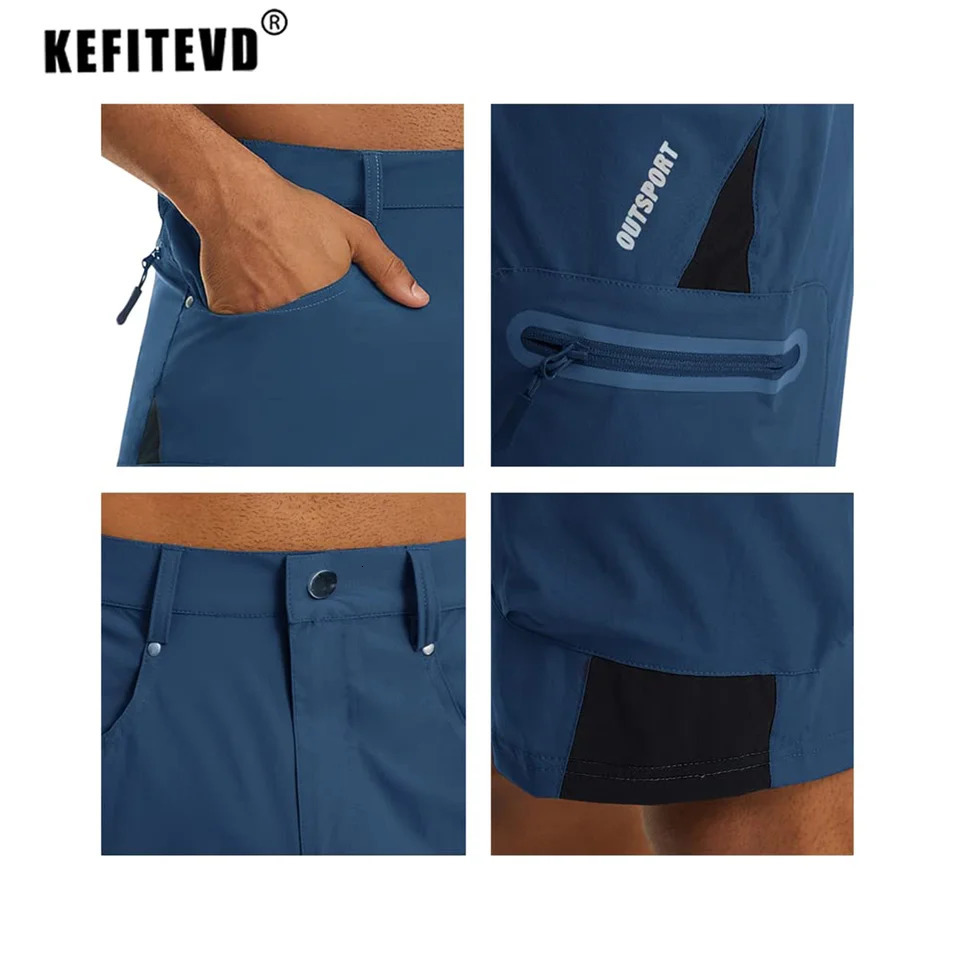 KEFITEVD Summer Mens Cargo Shorts Quick Dry Hiking Work Lightweight Fishing Climbing Trekking Outdoor Running Male 250614