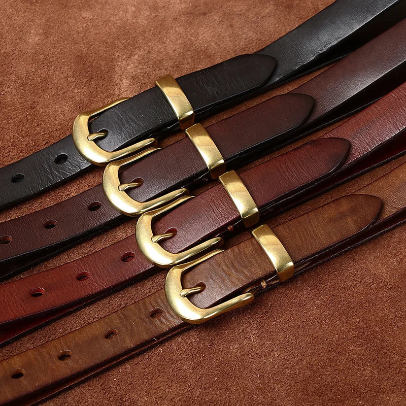 2.3CM Ladies Pure Cowhide High Quality Genuine Leather Belts for Women Needle Buckle Jeans Cowboy Waist Belt 250610