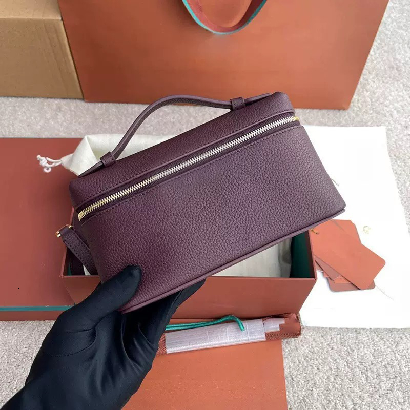 Designer Lunch Box Bag Pouch Tote Bag Lunch Box Top L19 Pouch Mini Tote Bag Women's Shoulder Bag Extra Pocket Leather Double Zipper Oblique Makeup Tote Bag Ostrich Print