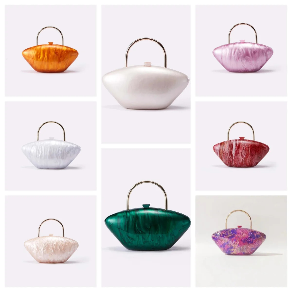 Designer Solid Shell Wedding Party Clutch Purse Dress Banquet Handbag Wallet Stylish Women Acrylic Evening Messenger Bag 250614