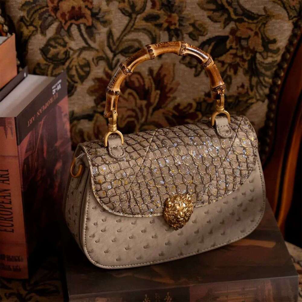 Genuine Bamboo High-end Leather Knot Handbag for Women 2025 New Niche Fashion Single Shoulder Crossbody Small Bag