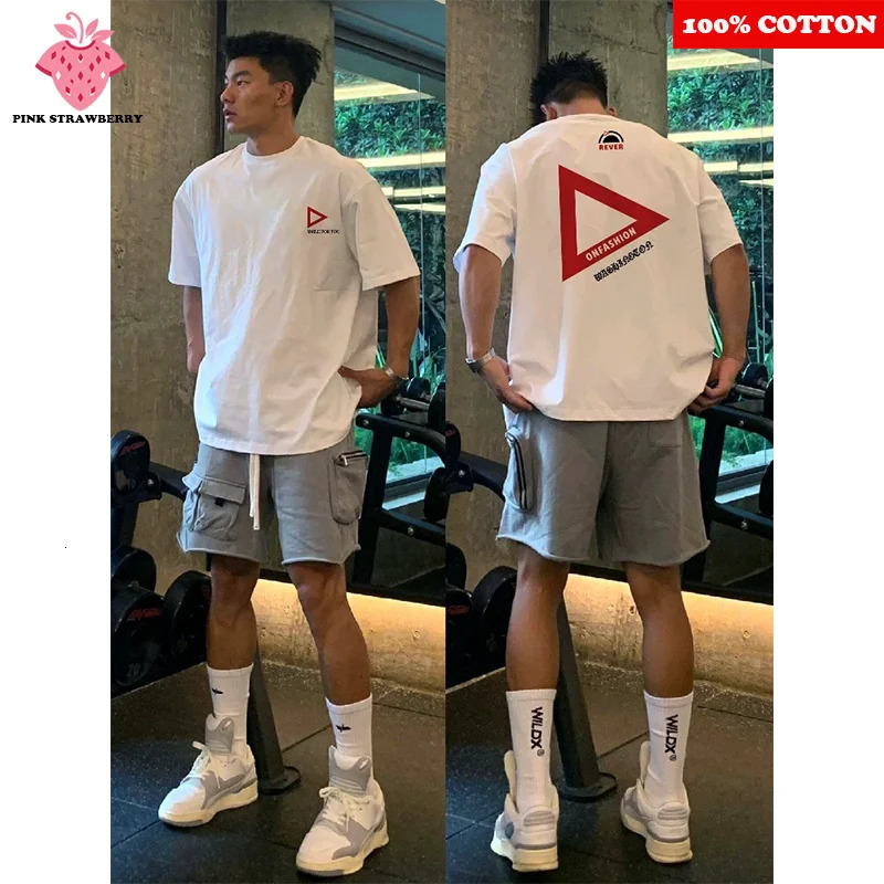 Fashion Short Sleeve T-shirt Mens Summer 100%Cotton American Style Personalized T-shirt Casual Y2k top Gym Sports Tee 250609