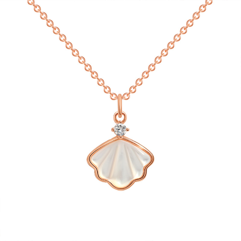 Unique Charm Necklaces Featuring Pearlescent Shell Pendants with Small Diamonds - Perfect Accessory Present