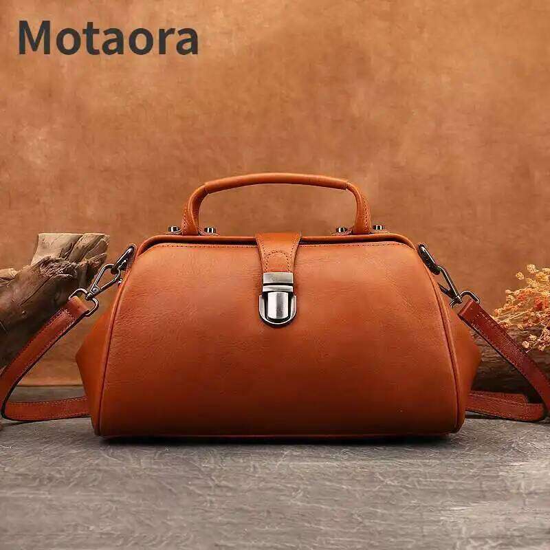 Designer Bag MOTAORA Women S Vintage Genuine Leather Crossbody Messenger Bag With Phone Pocket Zipper Pockets Buckle Closure