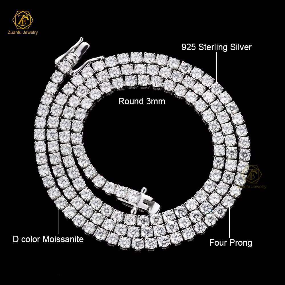 High Quality D VVS1 Moissanite Diamond Tennis Chain Necklace Bracelet Wholesale Price with GRA Certificate