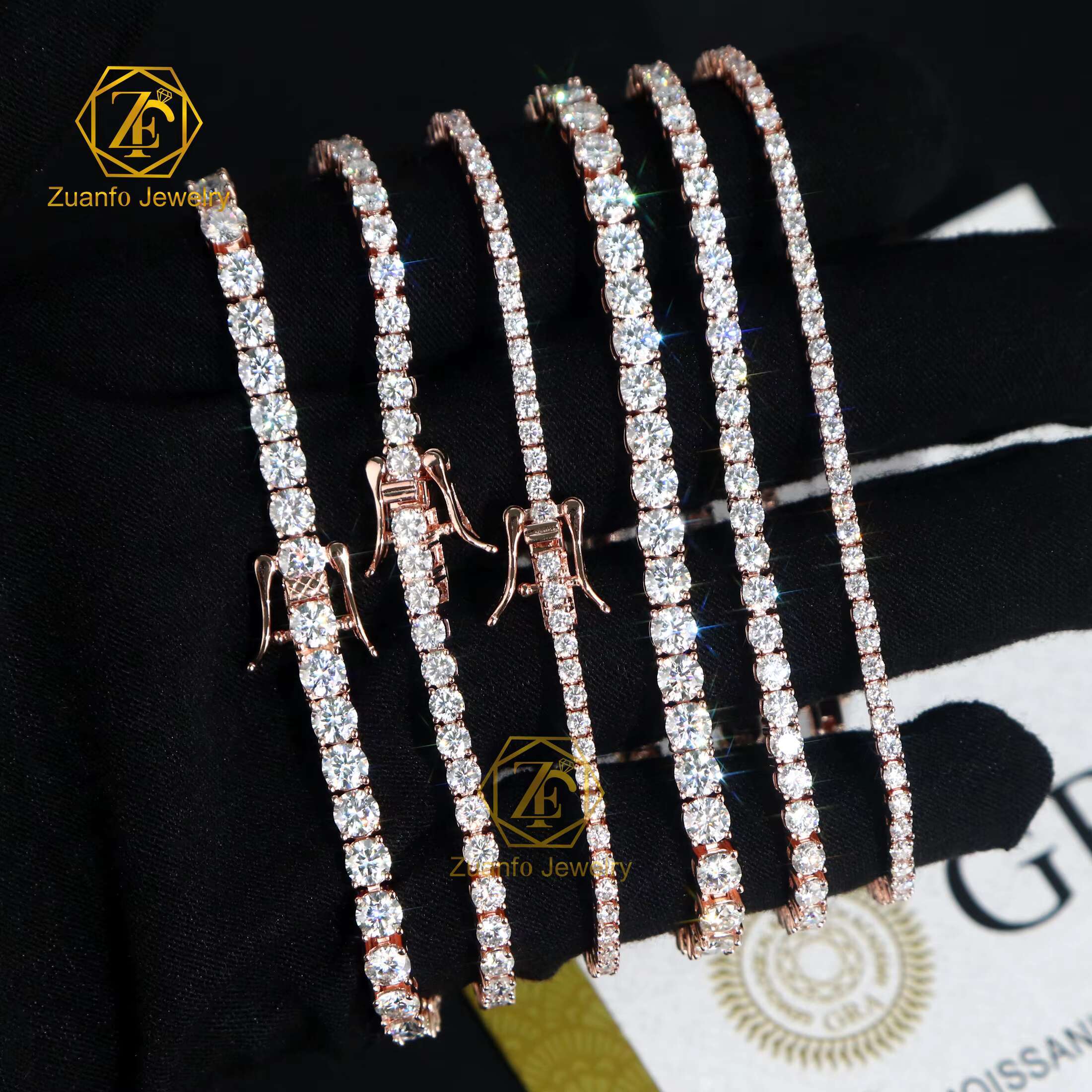 Classic 925 Sterling Silver Necklace 2MM-6.5MM Fine HipHop Tennis Jewelry with D VVS Moissanite Including Necklace