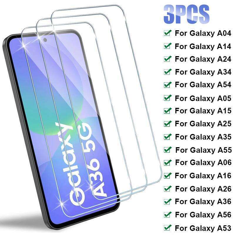 3PCS Tempered Glass Galaxy A16 A36 A56 A06S A26 Screen Protector for Samsung A55 A35 A25 A15 A05S A54 A34 A53 A14 5G