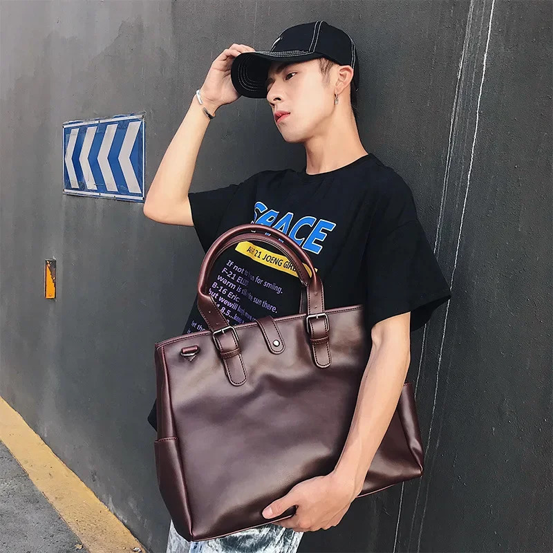 Retro Handbag Briefcase Men Large Capacity Top-Handle Bags With Strap Fashion Mens Crossbody Bag Shoulder Messenger Bag Handbag 250614