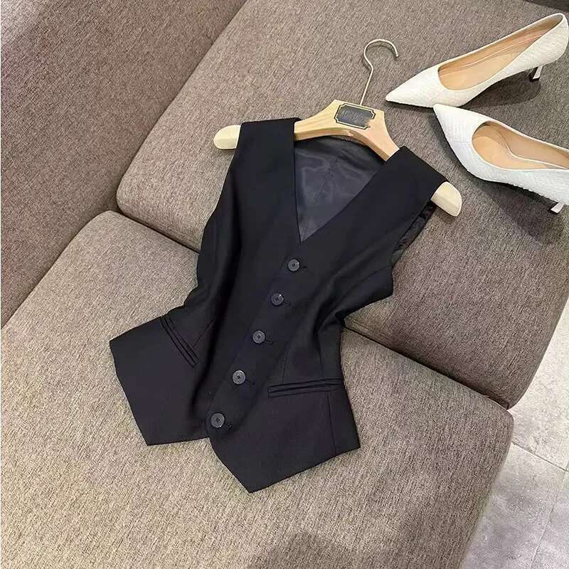 Women's Fashionable Wool Silk Vest Set High Waist V-Neck Suit Jacket And Skirt Ensemble Elegant Chic Chinese Brand AE
