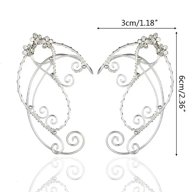 Elf Ear Cuffs Clip-on Earrings Filigree Fairy Wrap Earring Elven Cosplay Costume M2EA 250610