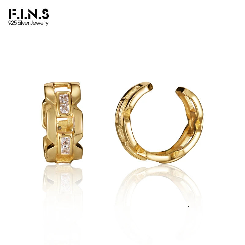 F.I.N.S 1Piece Korean Fashion S925 Sterling Silver Zircon Chain Clip On Earring Without Piercing Earcuff Catilage Fine Jewelry 250610