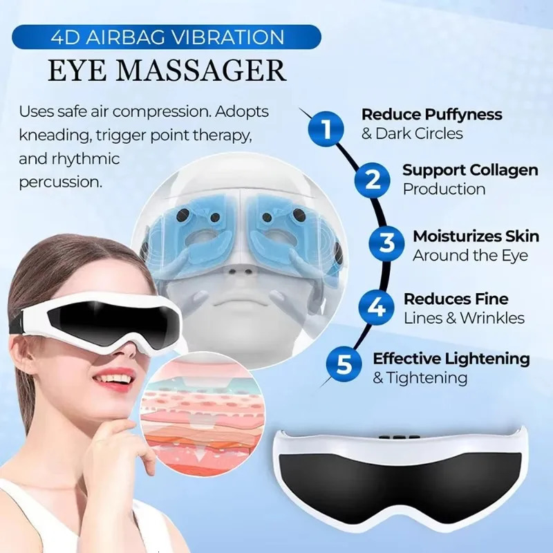 Electric Eye Massager Eye Care Massage Adjustable Buckle Eye Massage Instrument 22 Magnets Eyestrain Relief HealthCare 250612