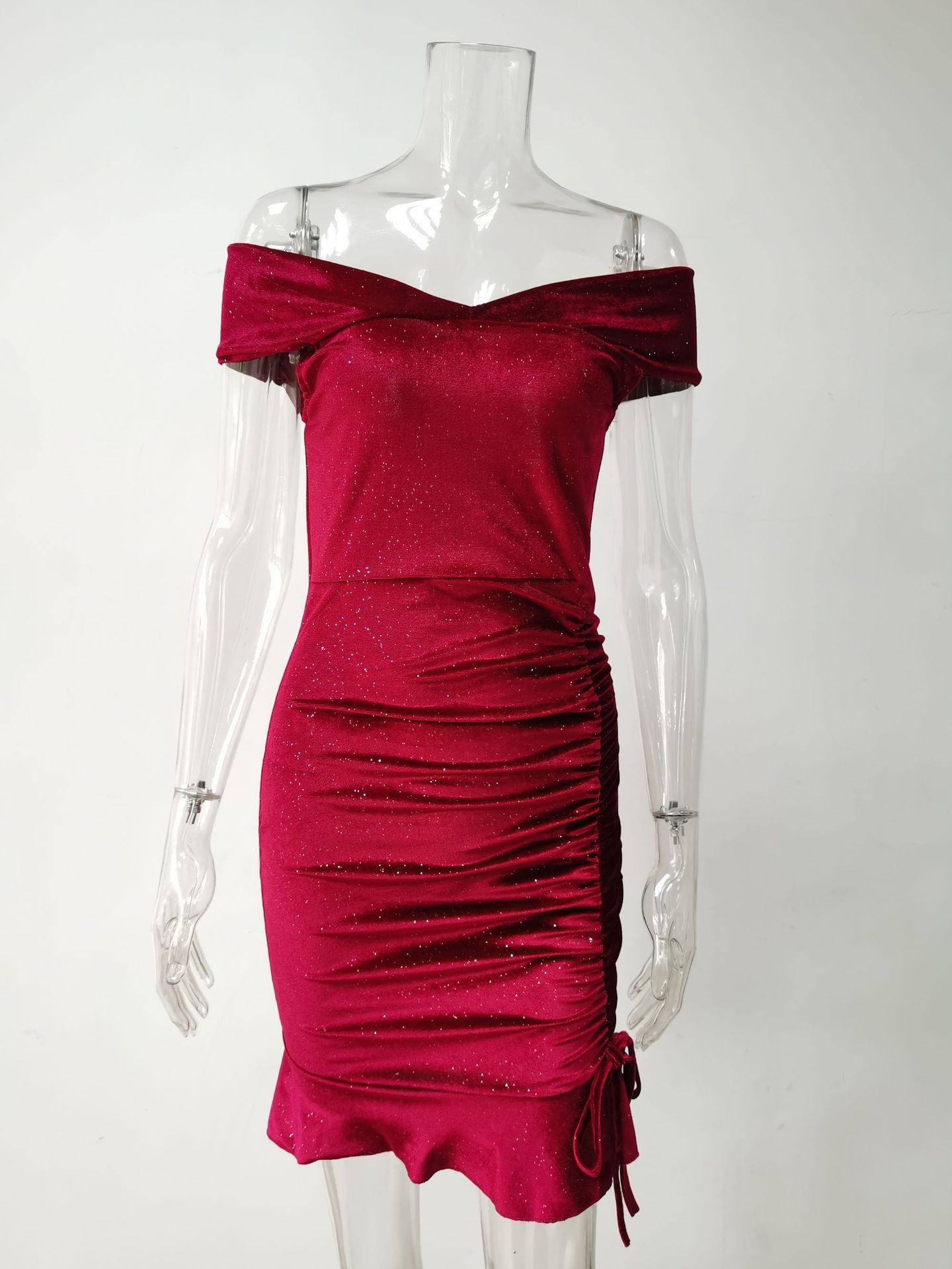 D614New spring and summer wrap chest short skirt cross-border European and American women's clothing sexy hip skirt ruffled dress
