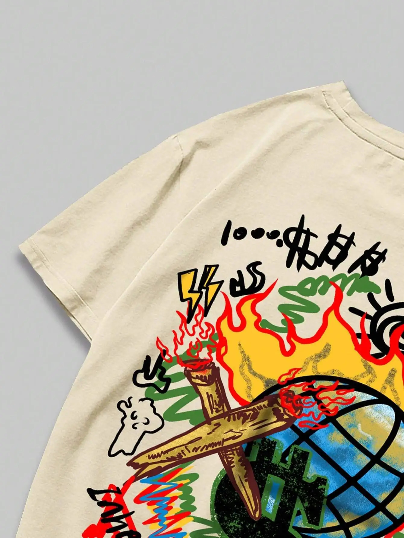 Terrifying Skull Printed MenS T-shirt Cartoon Fashion T-Shirts Daily Tee Shirt Retro Fashion Short Sleeved 250614