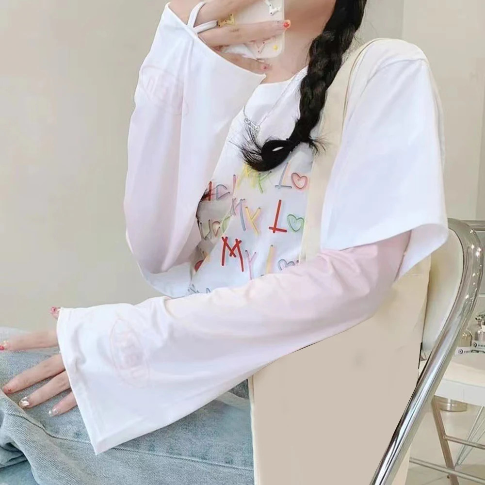 1 Pair Summer Ice Silk Sleeves For Women Outdoor Sports Uv Protection Cycling Driving Long Sleeve Gradient Color Arm Covers 250610