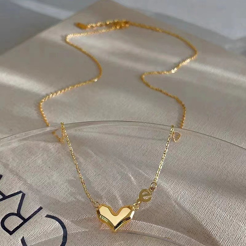 Fashion Light Style Personality English Heart Necklace for Women Titanium Steel Design Non-Fading Jewelry