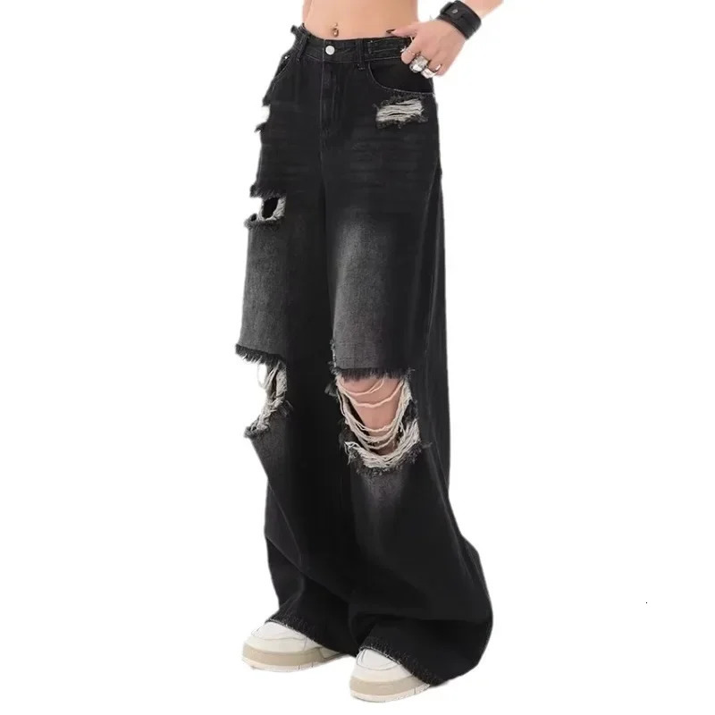 Retro Distressed Mens Jeans Straight Loose Casual Pants Spring Summer Style Fashionable AllMatch Long Trousers Trendy 250612