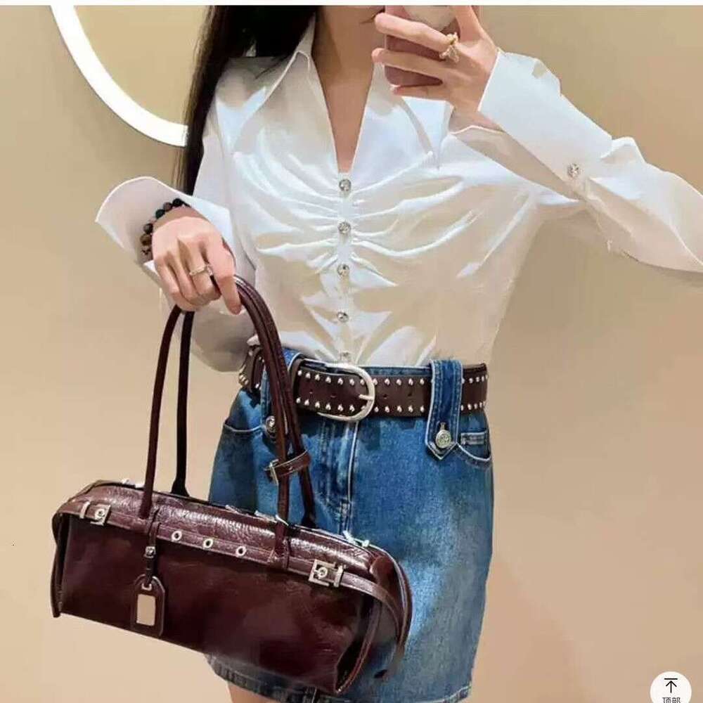 Genuine High-End Leather Niche Dachshund for Women 2024 Autumn Winter New Handbag Motorcycle Style Shoulder Baguette Bag