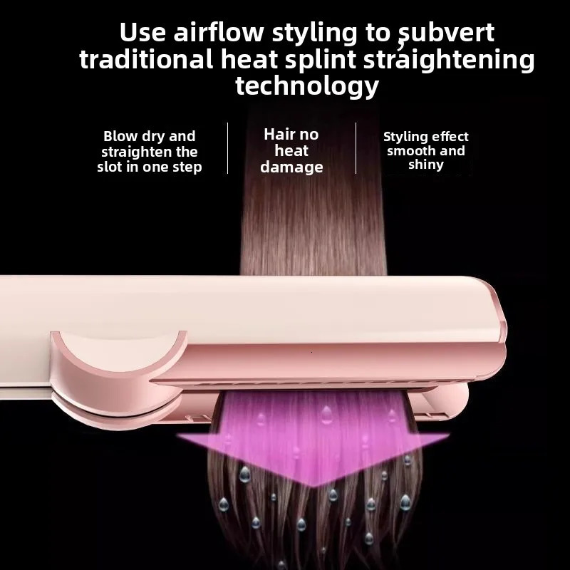 2 IN 1 Professional Hair Straightener Hair Dryer Heat-Up Hair Flat Iron Negative Ion Iron Long-Lasting Styling Tool 250611