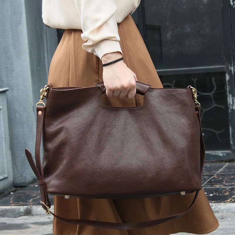 Designer Bag Handmade Handbags Vegetable Tanned Cowhide Shoulder Crossbody Bags High Quality Solid Color Horizontal Square Tote