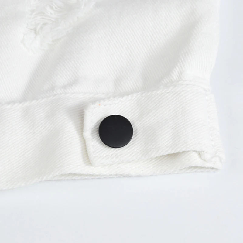 Sokotoo Mens slim fit white denim vest Black buttons holes ripped jean waistcoat Tank top 250614