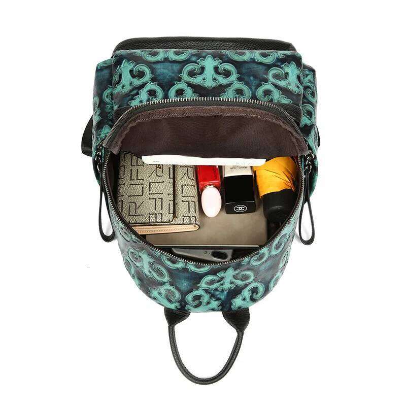 Johnature Genuine Leather Emed Retro Backpack Women Bag Handmade Natural Real Cowhide Large Capacity Leisure Travel Bags