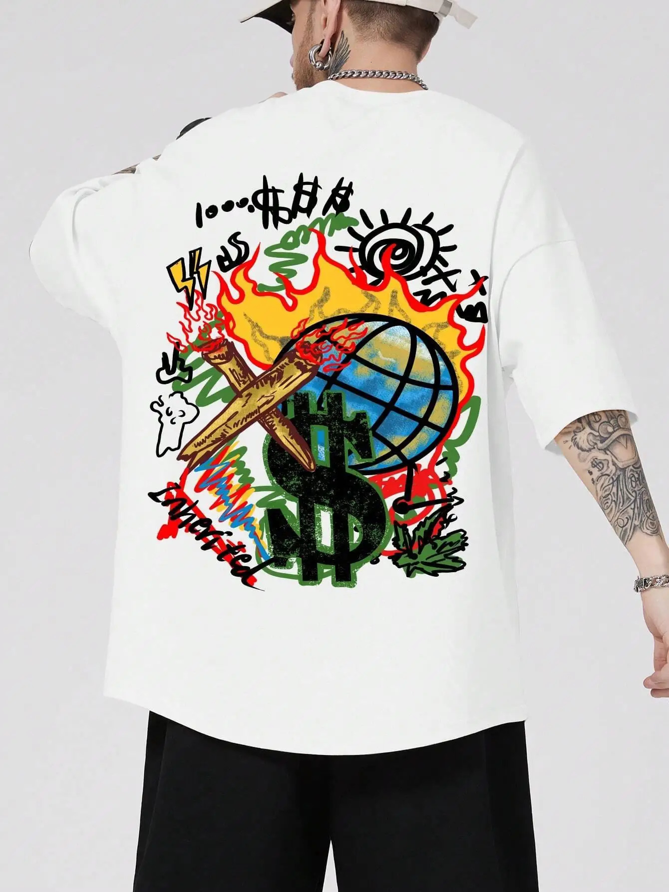 Terrifying Skull Printed MenS T-shirt Cartoon Fashion T-Shirts Daily Tee Shirt Retro Fashion Short Sleeved 250614