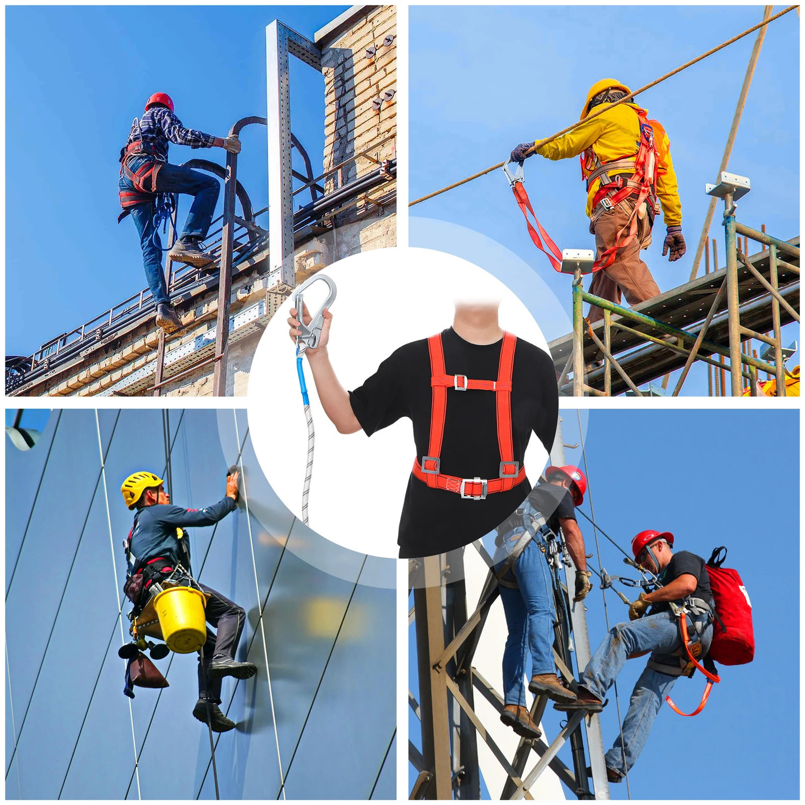 Adjustable Safety Harness for Work in Height Chest Lumbar Waist Belt Aerial Cleaning Climbing Security Equipment 250611