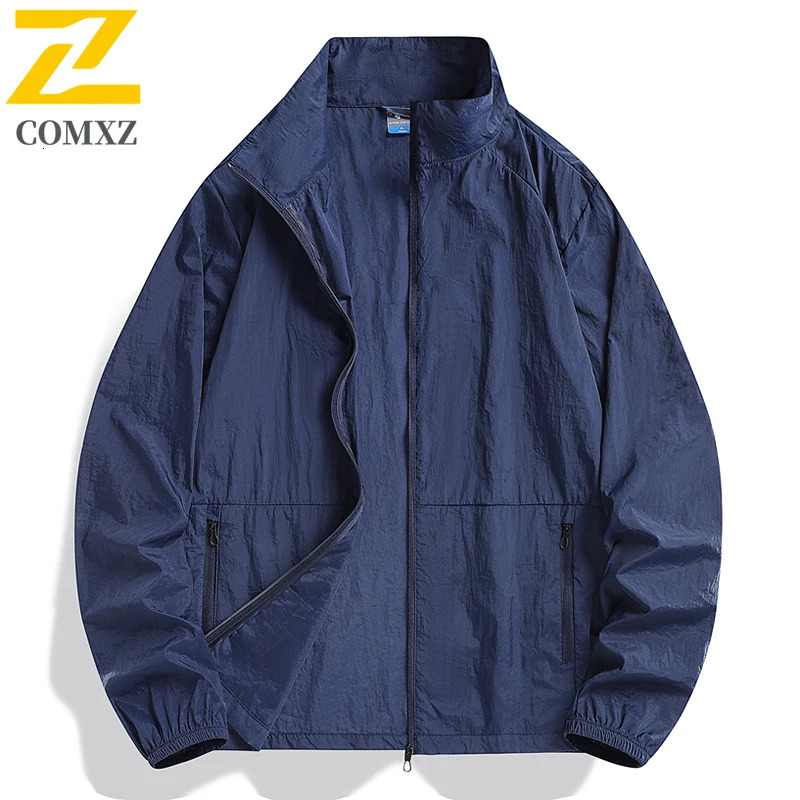 Summer Waterproof Casual Jacket Mens Fishing Bike Zipper Pocket Gym Running Windbreaker Outdoor Sunscreen Thin Clothing 250614