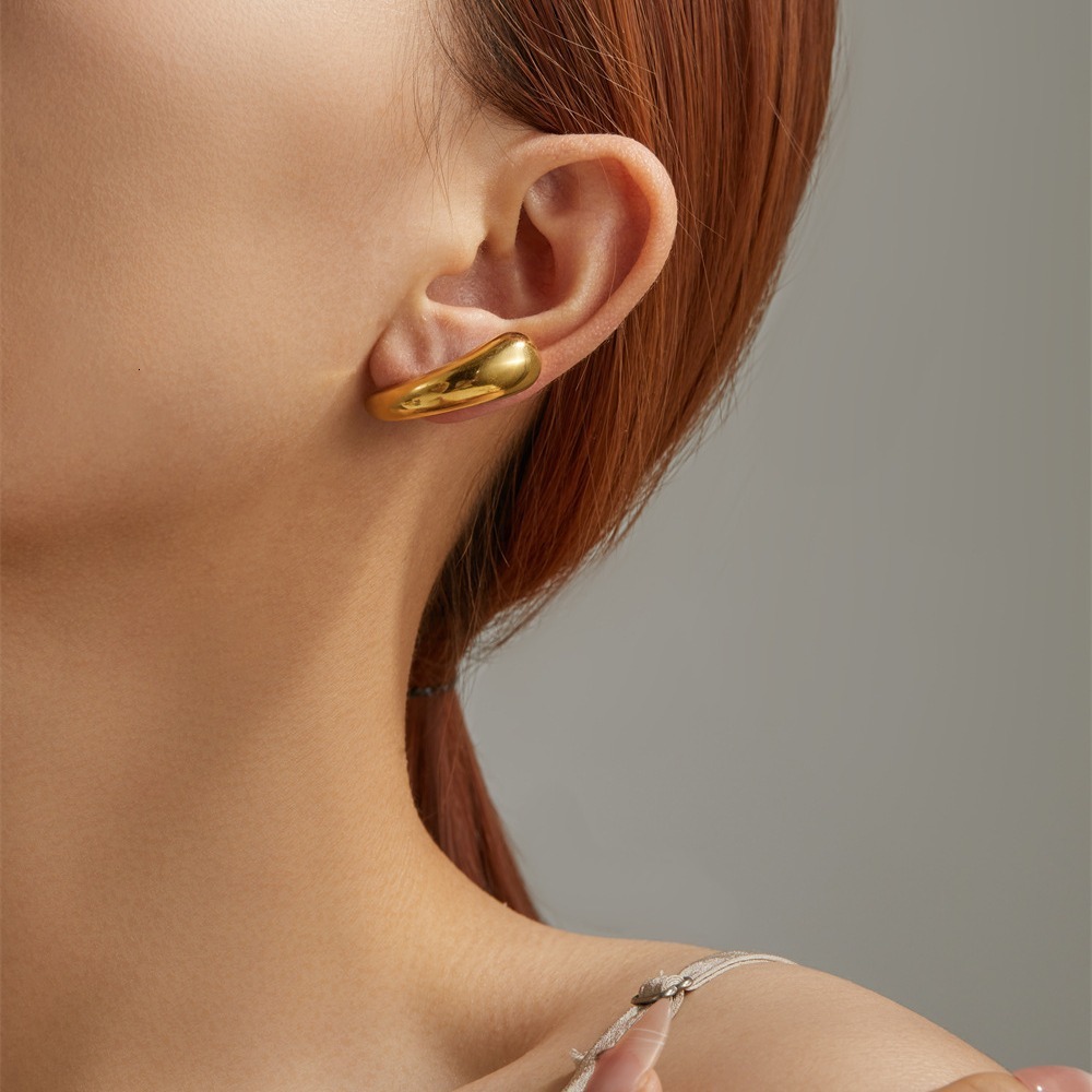 Trendy Fashion Simple Personality Water Drop Shaped for Women Titanium Steel Design High-end Earrings