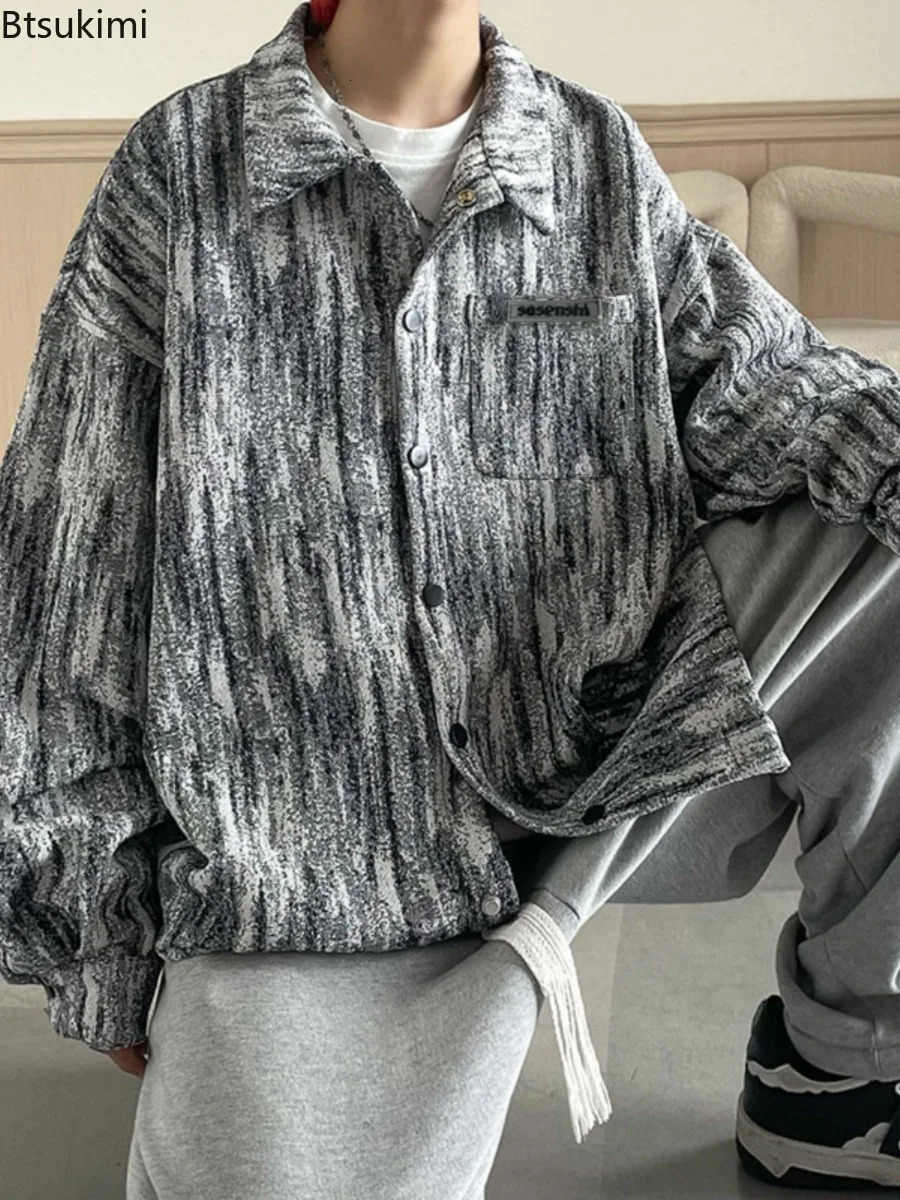 Spring Autumn Mens Denim Jackets Trend Tie Dye Cowboy Coats Loose Casual High Street Clothing Cool Jean Tops Youth Teen 250614