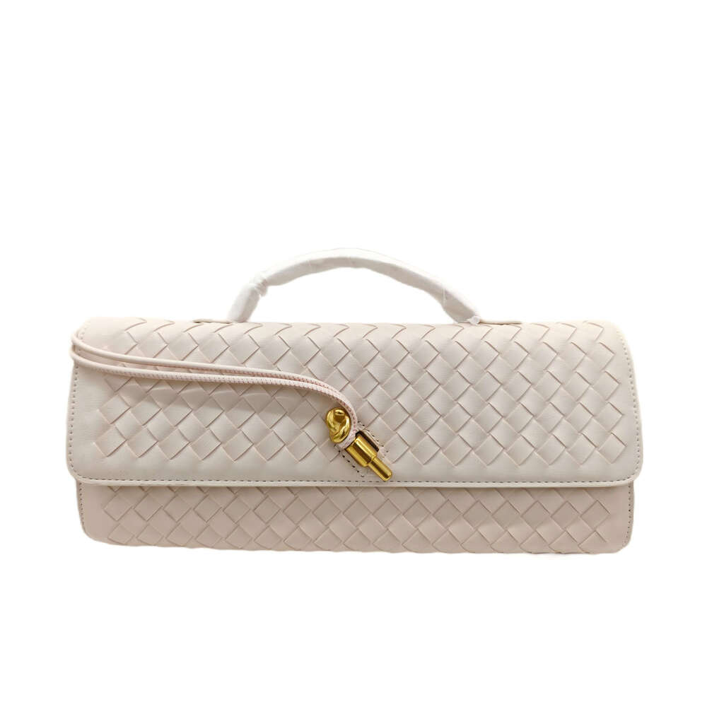 New Handwoven Spring/Summer 2025 Cowhide Evening Baguette with Long Strap Clutch Shoulder Crossbody Women's Bag