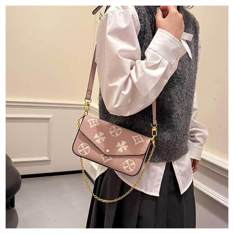 Free shipping new designer Shoulder Bags womans ladies chain flap lady fashion black brown printing handbag women crossbody Underarm bag