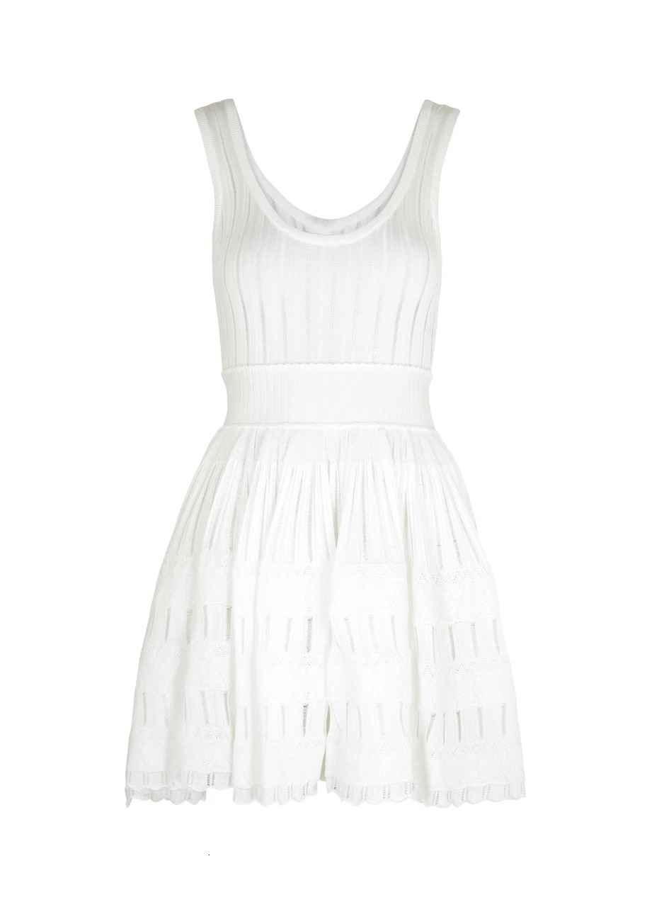 French y Solid Color Womens Elegant Chic Mini Sleeveless Tank Sexy Dress Ladies Resort Youth Knitted Dresses Clothes 250611