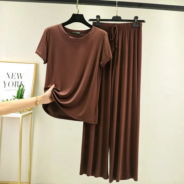 Summer Modal Pajama Sets Women Lounge Cute Sleepwear Short Sleeve Casual Nightwear Large Size MXXL Female Pijamas 250611