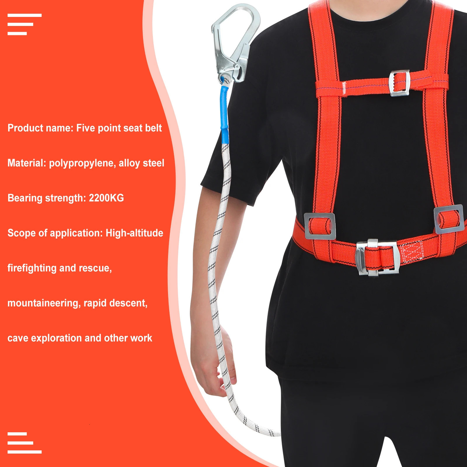Adjustable Safety Harness for Work in Height Chest Lumbar Waist Belt Aerial Cleaning Climbing Security Equipment 250611