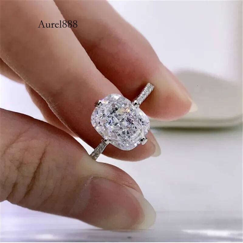 Cushion Cut 3ct Moissanite Dia Ring 100% Real sterling sier Party Wedding band Rings for Women Engagement Jewelry
