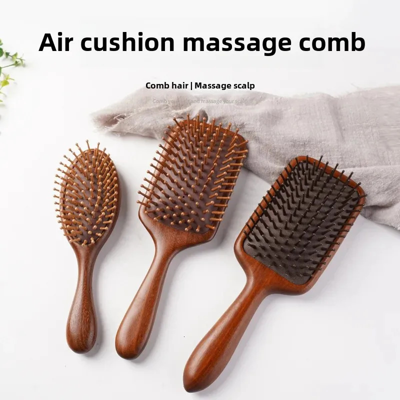 Large Size Wooden Airbag Comb Sandalwood Massage Comb Home Use Big Size Scalp Meridian Fluffy Airbag Comb Professional Salon Hai 250612